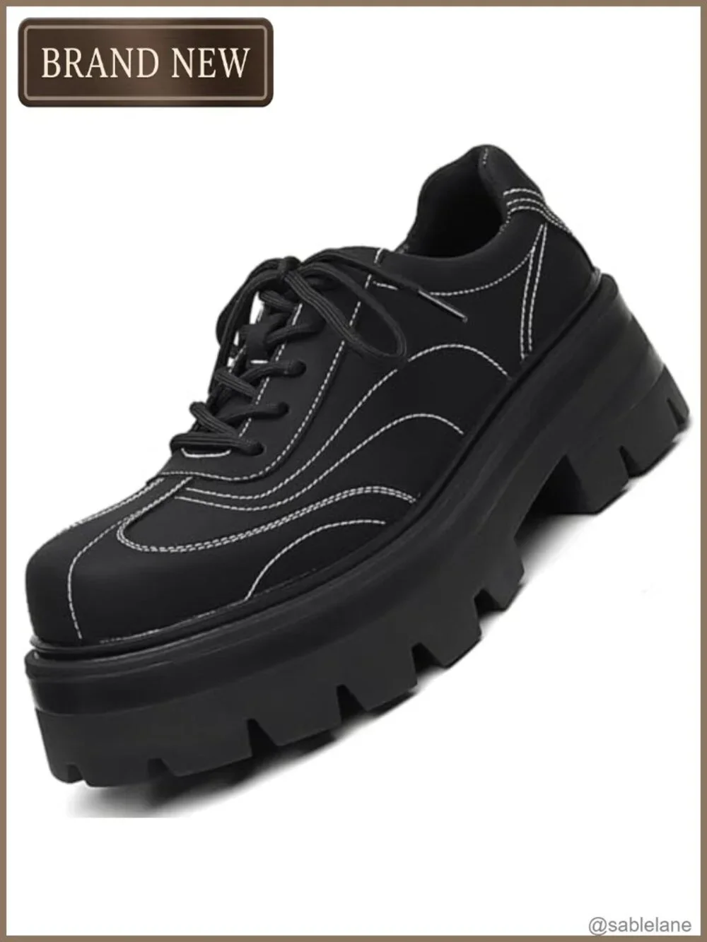 Men's Platform Chunky Fashion Sneakers Leather Oxfords Derby Shoes Height